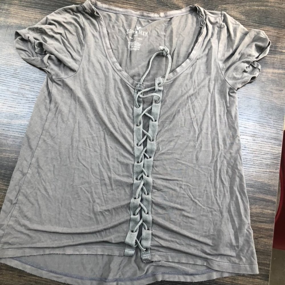 American Eagle Soft and Sexy Tie Up T-Shirt